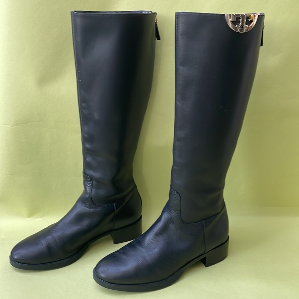 Vintage black/gold Tory Burch leather riding boots
